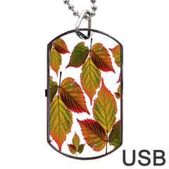 Leaves Autumn Fall Colorful Dog Tag Usb Flash (one Side) by Simbadda