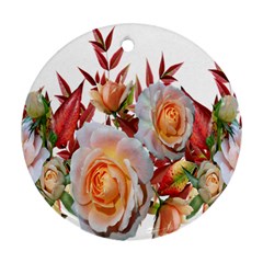 Roses Flowers Leaves Nandina Round Ornament (two Sides)