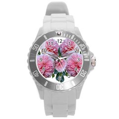 Roses Pink Flowers Arrangement Round Plastic Sport Watch (l) by Simbadda