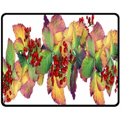 Leaves Autumn Berries Garden Double Sided Fleece Blanket (medium)  by Simbadda