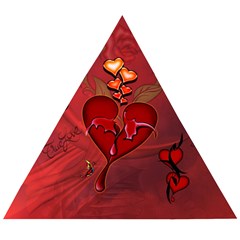 Wonderful Hearts And Rose Wooden Puzzle Triangle by FantasyWorld7