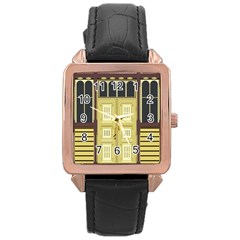 Graphic Door Entry Exterior House Rose Gold Leather Watch  by Simbadda