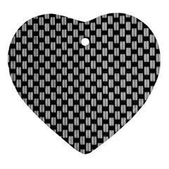 Fabric Black And White Material Ornament (heart) by Simbadda