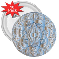 Mandala Floral Line Art Decorative 3  Buttons (10 Pack)  by Simbadda