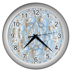 Mandala Floral Line Art Decorative Wall Clock (silver)