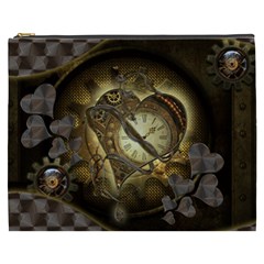 Wonderful Elegant Steampunk Heart, Beautiful Clockwork Cosmetic Bag (xxxl) by FantasyWorld7