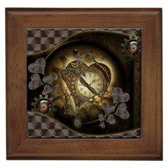 Wonderful Elegant Steampunk Heart, Beautiful Clockwork Framed Tile by FantasyWorld7