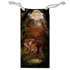 Awesome Wolf In The Darkness Of The Night Jewelry Bag by FantasyWorld7