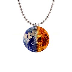 Earth World Globe Universe Space 1  Button Necklace by Sudhe