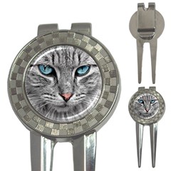 Cat Animal Cat Portrait Mackerel 3-in-1 Golf Divots by Sudhe