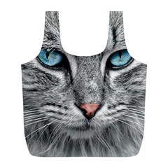 Cat Animal Cat Portrait Mackerel Full Print Recycle Bag (l) by Sudhe