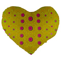 Bloom On In  The Sunshine Decorative Large 19  Premium Flano Heart Shape Cushions by pepitasart