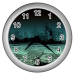 Industry Setting World Urban Wall Clock (Silver) Front