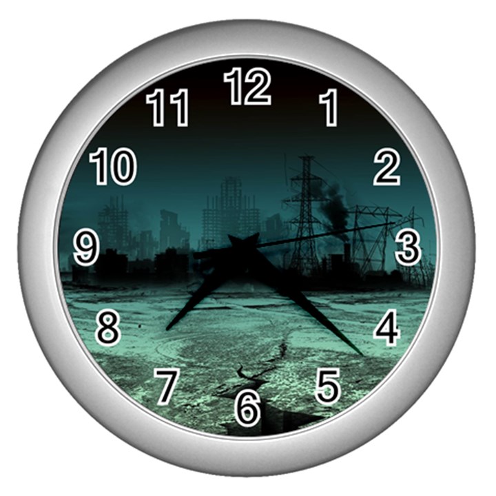 Industry Setting World Urban Wall Clock (Silver)