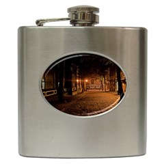 City Night Dark Architecture Lamps Hip Flask (6 Oz) by Sudhe