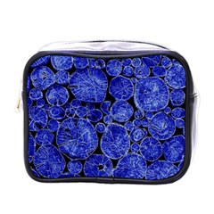 Neon Abstract Cobalt Blue Wood Mini Toiletries Bag (one Side)