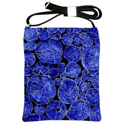 Neon Abstract Cobalt Blue Wood Shoulder Sling Bag by Bajindul