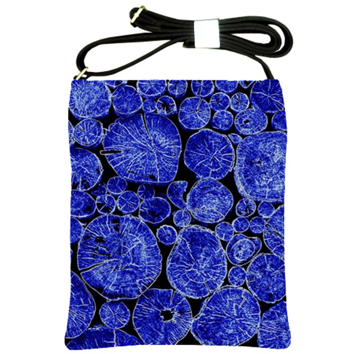 Neon Abstract Cobalt Blue Wood Shoulder Sling Bag