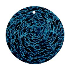 Neon Abstract Surface Texture Blue Round Ornament (two Sides) by HermanTelo