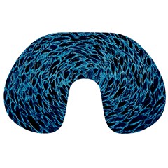 Neon Abstract Surface Texture Blue Travel Neck Pillow