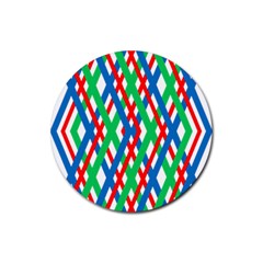 Geometric Line Rainbow Rubber Coaster (round) 