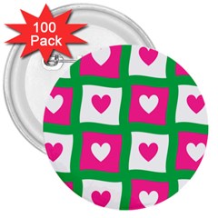 Pink Love Valentine 3  Buttons (100 Pack)  by Mariart