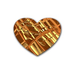 Gold Background Form Color Rubber Coaster (heart) 