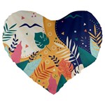 Tropical pattern Large 19  Premium Flano Heart Shape Cushions Front