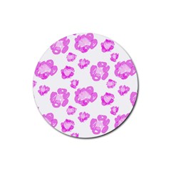 Pink Flower Rubber Round Coaster (4 Pack)  by scharamo