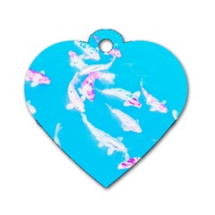 Koi Carp Scape Dog Tag Heart (two Sides) by essentialimage