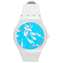Koi Carp Scape Round Plastic Sport Watch (m) by essentialimage