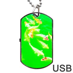 Koi Carp Scape Dog Tag Usb Flash (two Sides) by essentialimage