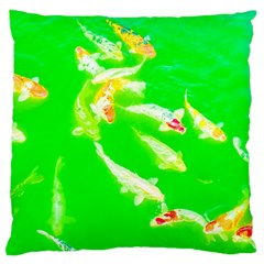 Koi Carp Scape Large Flano Cushion Case (one Side) by essentialimage