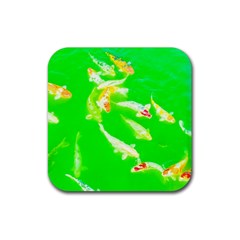 Koi Carp Scape Rubber Coaster (square)  by essentialimage