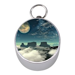 Lunar Landscape Space Mountains Mini Silver Compasses by Simbadda