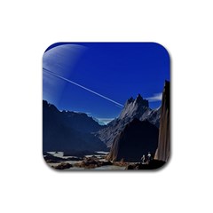 Saturn Landscape Mountains Rubber Coaster (square)  by Simbadda