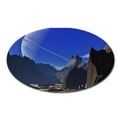 Saturn Landscape Mountains Oval Magnet