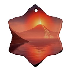 Volcano Lava Landscape Glow Lake Ornament (snowflake) by Simbadda