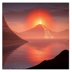 Volcano Lava Landscape Glow Lake Large Satin Scarf (square) by Simbadda