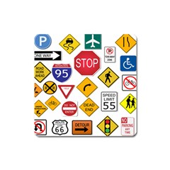 Street Signs Stop Highway Sign Square Magnet