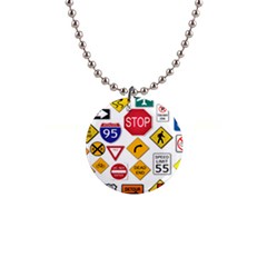 Street Signs Stop Highway Sign 1  Button Necklace