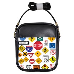 Street Signs Stop Highway Sign Girls Sling Bag by Simbadda