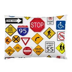 Street Signs Stop Highway Sign Pillow Case (two Sides) by Simbadda