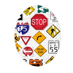 Street Signs Stop Highway Sign Ornament (oval Filigree)