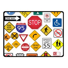 Street Signs Stop Highway Sign Double Sided Fleece Blanket (small)  by Simbadda