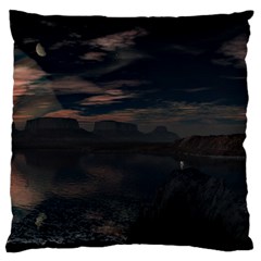 Landscape Planet Sky Lake Large Cushion Case (two Sides) by Simbadda