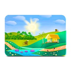 Tropical Resort Huts Lake River Plate Mats by Simbadda