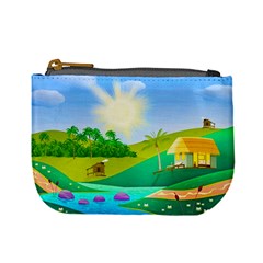 Tropical Resort Huts Lake River Mini Coin Purse by Simbadda