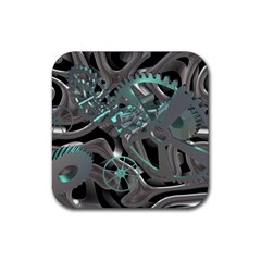 Gears Machine Machines Rubber Coaster (square)  by Bajindul