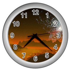 Galaxy Galaxies Bump Together Lava Wall Clock (silver)